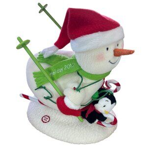 Hallmark Swooshin Duo Animated Musical Light Up Plush Snowman Penguin Skiing Jin